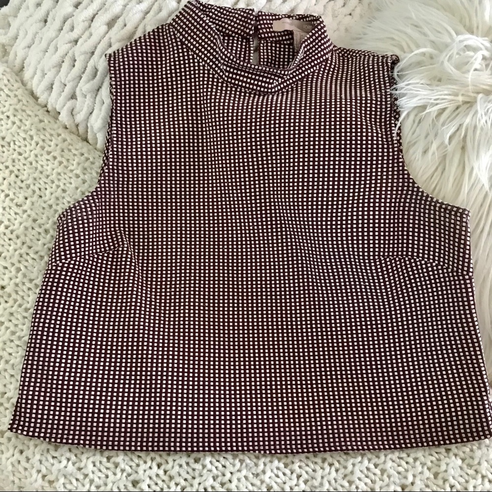 Boxed Cropped Mock Neck Top